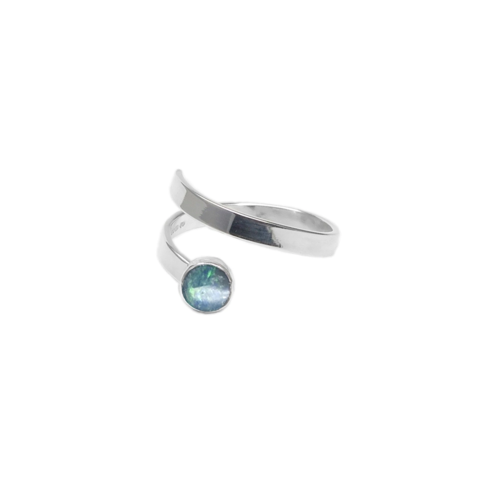 Sterling silver and 5mm Opal Doublet Ring